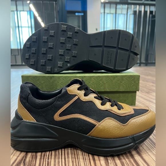 Gucci Men's Brown Rhyton Sneakers Shoes New Authentic with box 9G - 10 US approx - Picture 8 of 10